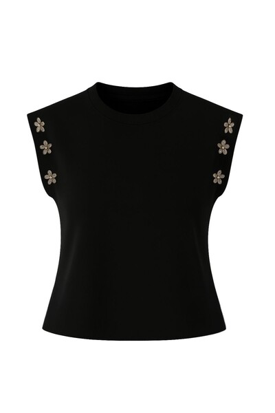 Foto Blusa manga muscle com aplicação de flores Kwi