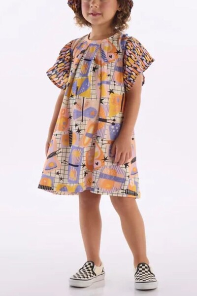 Foto Vestido manga curta em meia malha com linho Três e Já