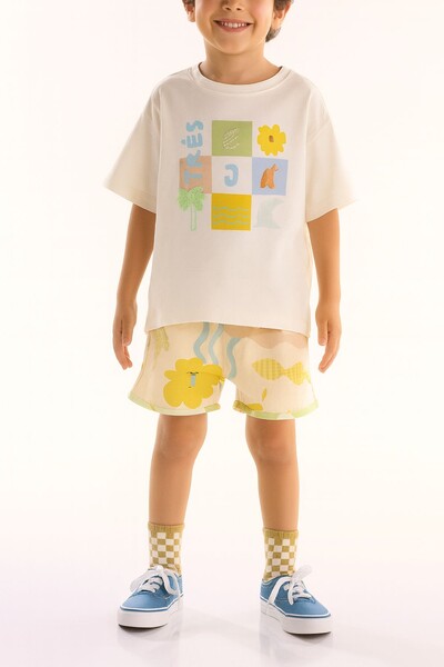 Foto Conjunto camiseta malha bermuda molecotton Três E Já