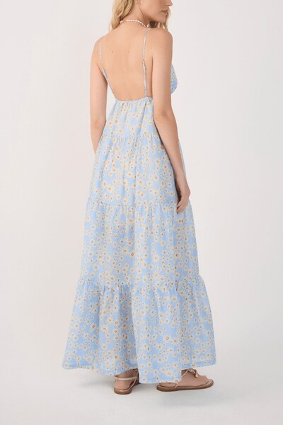 FotoVestido longo estampa margaridas azul Dress to