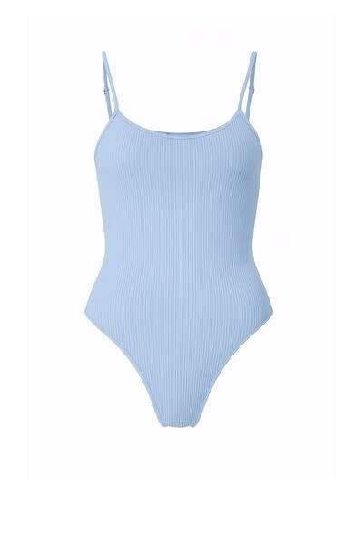 Foto Body feminino em malha canelada com alças finas Kwi