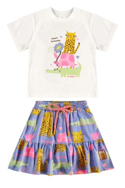 FotoConjunto blusa meia malha e saia cotton Up Baby