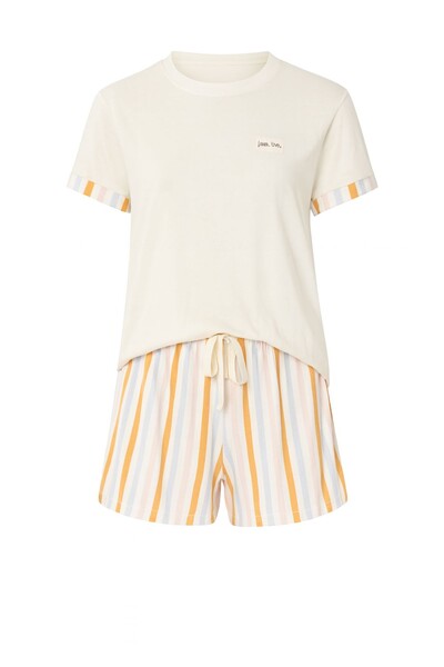 Foto Pijama feminino Short doll manga curta listrado Kwi