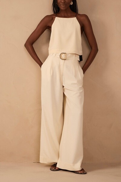 Foto Calça linho pantalona fivela miçanga Dress to