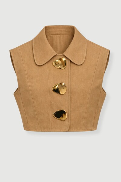 Foto Colete alfaiataria com broches orgânicos Kwi