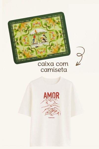 Foto Tshirt ampla amor edição especial com caixa de presente Farm