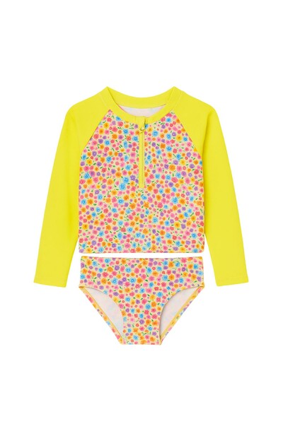 Foto Conjunto blusa manga longa flores e calcinha Kwi