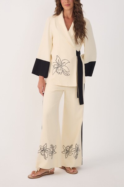 Foto Kimono linho bordado floral Dress to