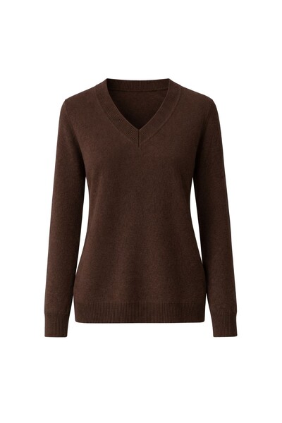 Foto Suéter feminino retilínea básica com decote V Kwi