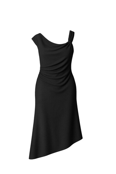 Foto Vestido midi assimétrico drapeado Kwi