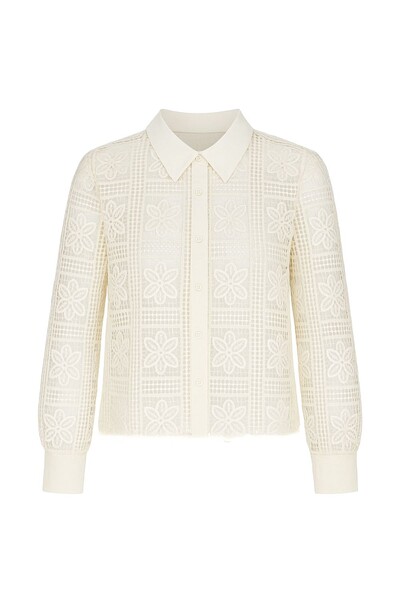 Foto Camisa cropped em renda guipir ml Kwi