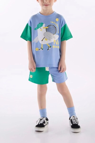 Foto Conjunto camiseta malha e bermuda moletom Três e Já