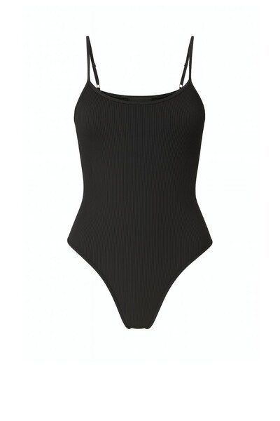 Foto Body feminino em malha canelada com alças finas Kwi