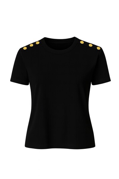 Foto Tshirt feminina com aplicação nos ombros Kwi