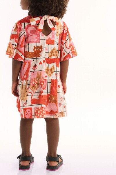 FotoVestido mc em viscolinho gatinhos Três E Já
