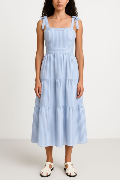 Foto Vestido midi listrado Kwi