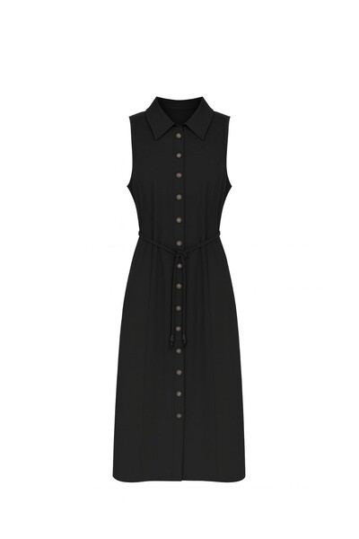 Foto Vestido com botões cinto em cordão Kwi