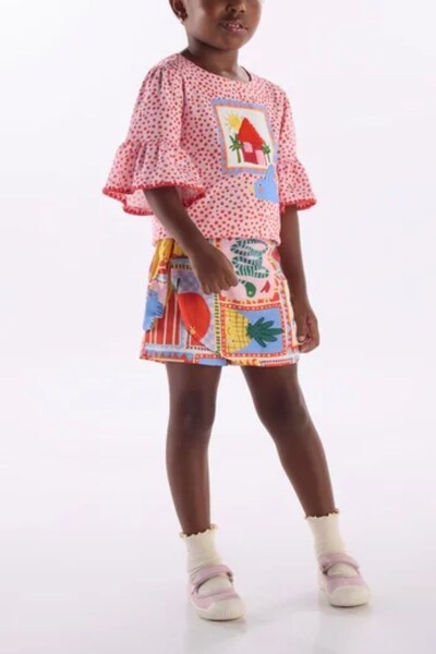 Foto Conjunto blusa malha e short saia viscolinho Três e Já