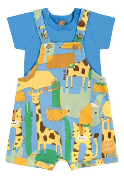 Foto Conjunto jardineira moletom e body malha Up Baby