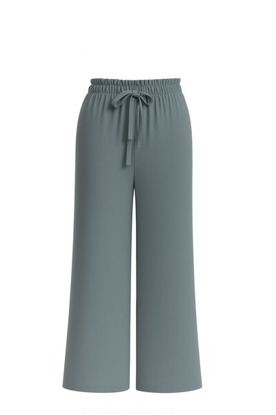 FotoCalça pantalona em malha com amarração Kwi