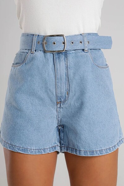 Foto Shorts fem mom com cinto revestido Consciência Jeans