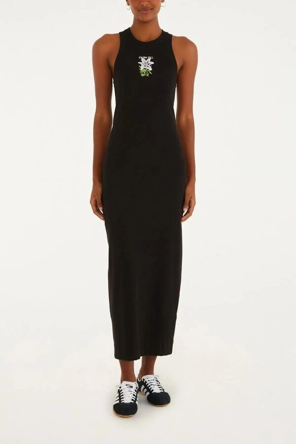 Vestido midi rib maxi flor Farm