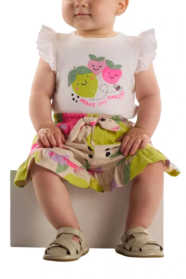 Conjunto body suedine e shorts malha flame Up Baby