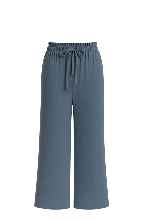 Calça pantalona em malha com amarração Kwi