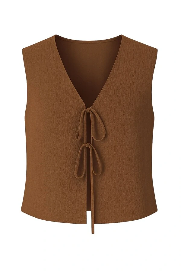 Blusa amarração em crepe seersucker Kwi