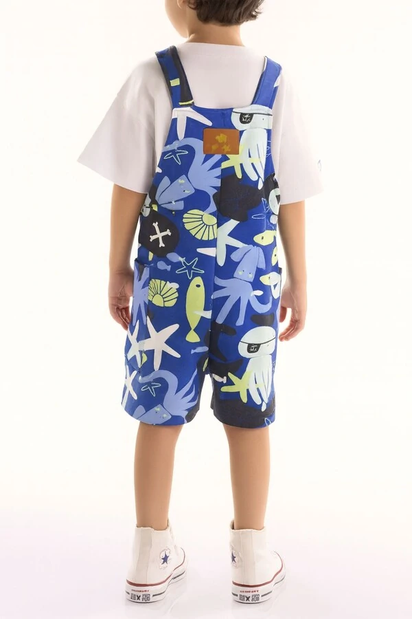 Conjunto camiseta malha jardineira molecotton Três E Já