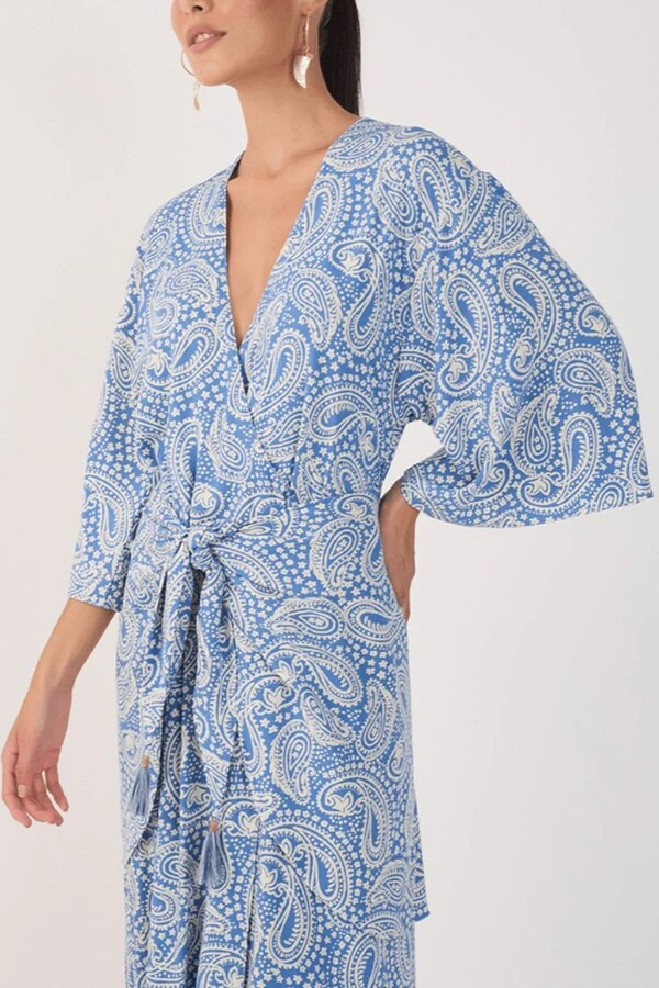 Vestido cropped crepe estampa céu sereno Dress to