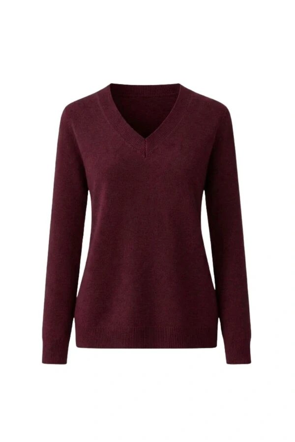 Suéter feminino retilínea básica com decote V Kwi