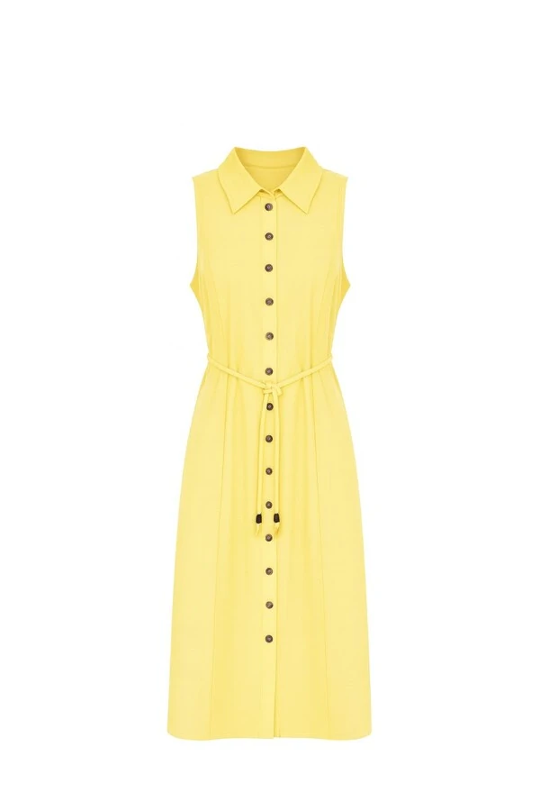 Vestido com botões cinto em cordão Kwi