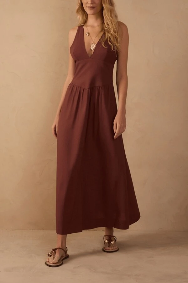 Vestido cropped linho pala larga Dress to