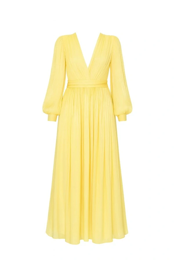 Vestido longo voil manga longa Kwi