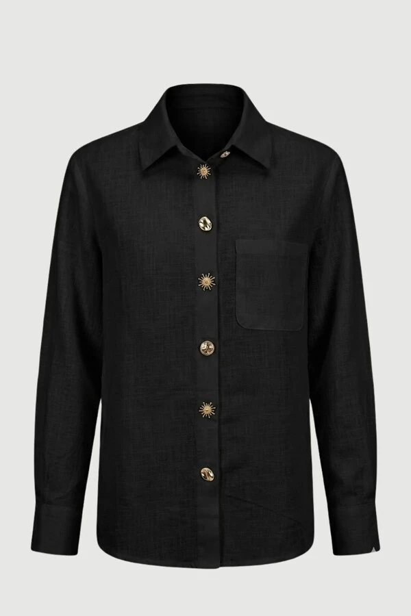 Camisa feminina de linho 100% algodão Kwi