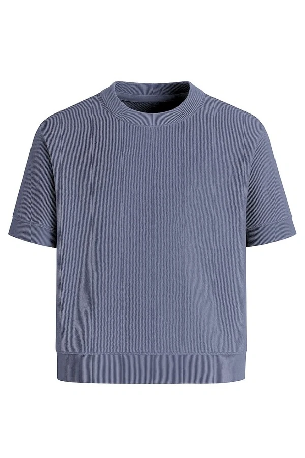 Camiseta masculina de malha c/ textura Kwi