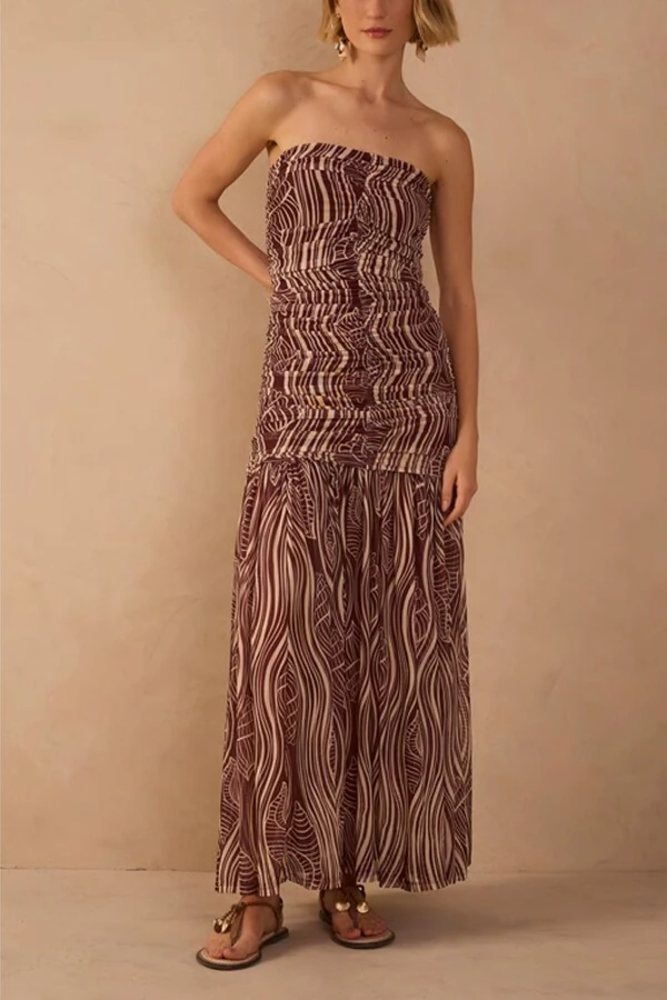 Vestido franzido estampa som do mar Dress to