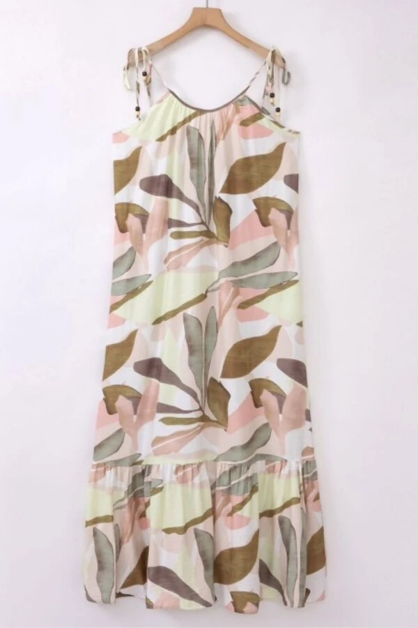 Vestido midi estampado com alças ajustáveis Kwi