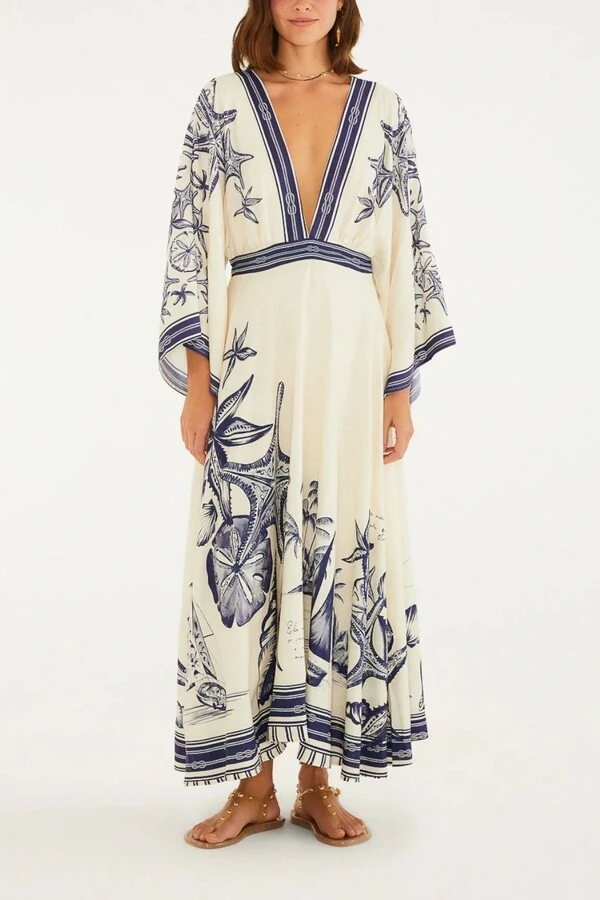 Vestido midi mar de ondas Farm