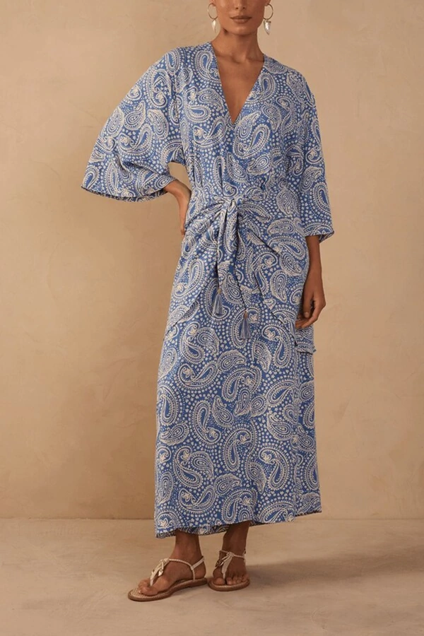 Vestido cropped crepe estampa céu sereno Dress to