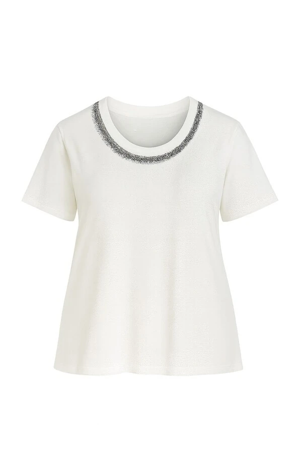 Tshirt plus size com aplicação de strass Kwi