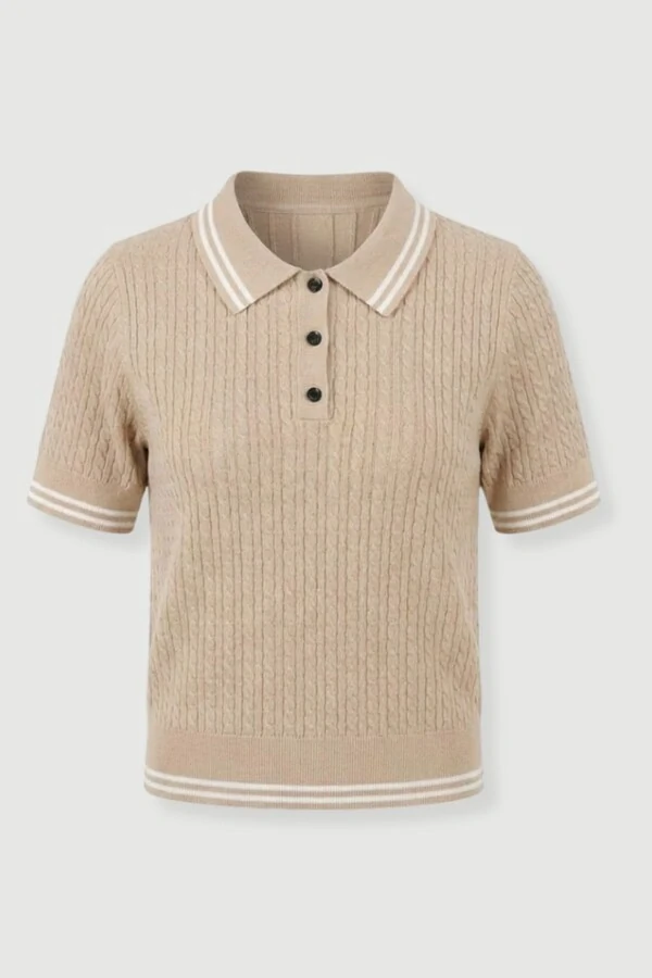 Polo feminina em tricot texturizado Kwi