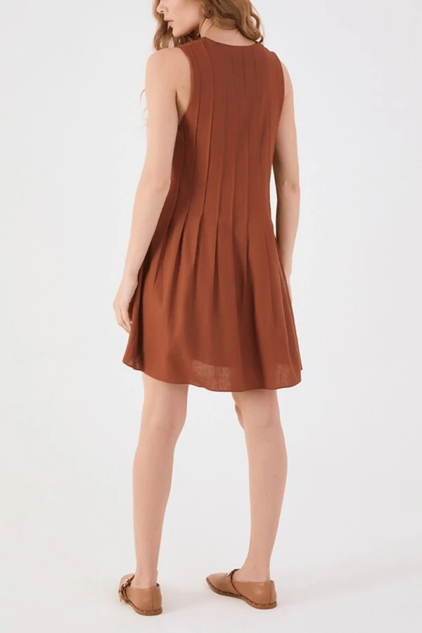 Vestido curto nervura linho Dress to
