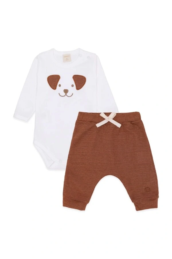 Conjunto body manga longa e calça Mini e Co