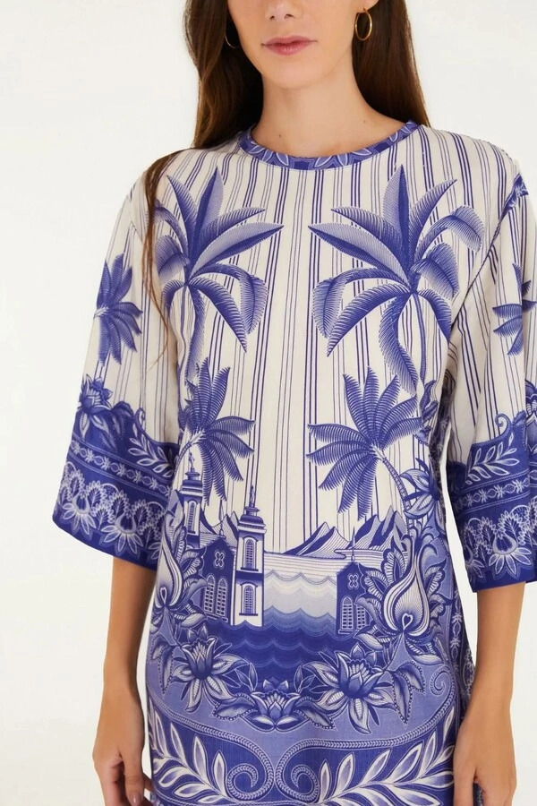 Vestido tshirt big afeto tropical Farm