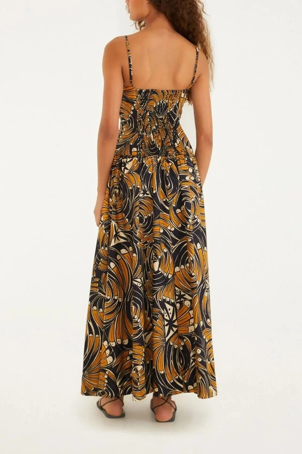 Vestido longo leque de tucano Farm