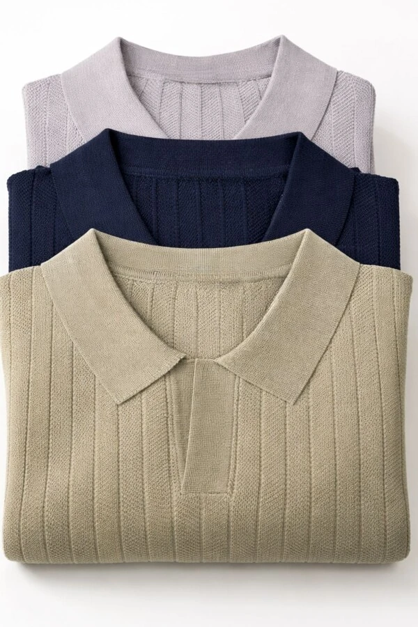 Polo masculina em retilinea texturizada Kwi