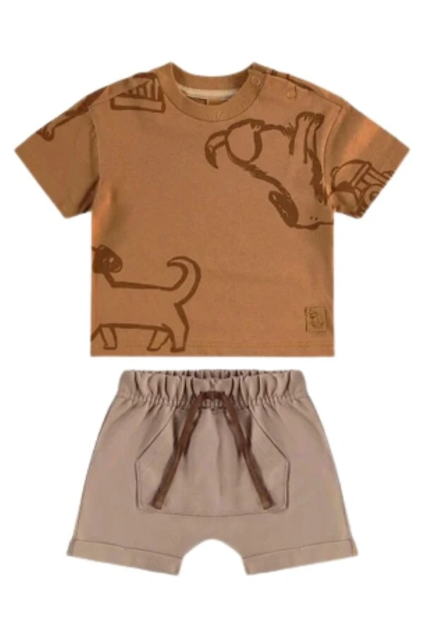 Conjunto camiseta malha e bermuda moletom Up Baby