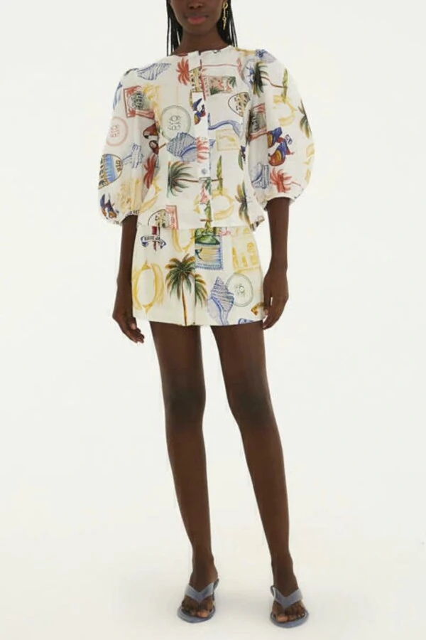 Blusa botão tropical vintage Farm